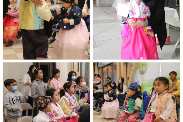새해 첫 날 예쁜 한복을 입고 하나님을 예배합니다.